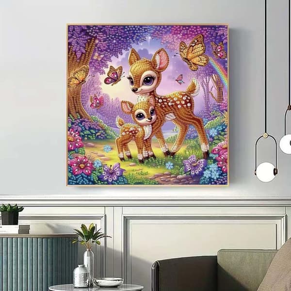 Bomclap Hjort Diamantkonst 30x30 cm Fjäril Specialform 5D DIY Kristallpärlor Djurdekoration Väggdekoration