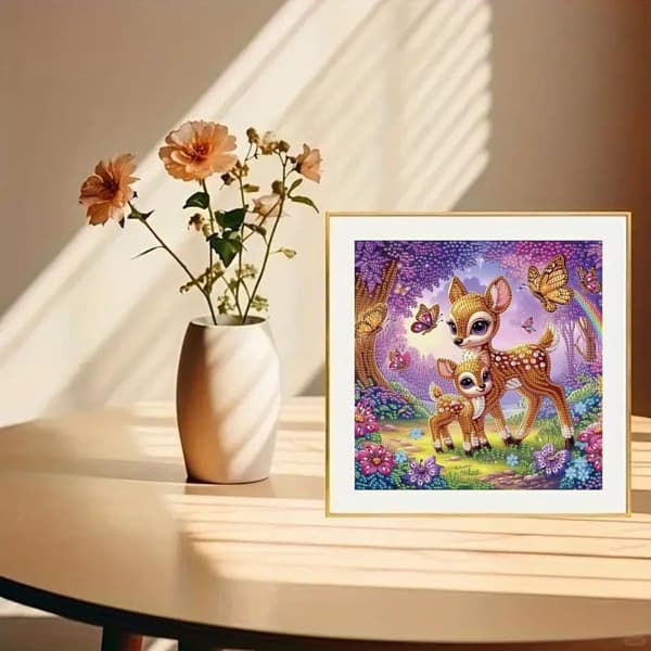Bomclap Hjort Diamantkonst 30x30 cm Fjäril Specialform 5D DIY Kristallpärlor Djurdekoration Väggdekoration