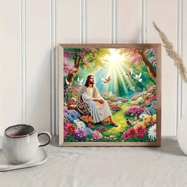 bomclap jesus diamantmaleri 30x30 cm julemotiv speciel form 5d DIY diamantperler vægkunst boligindretning
