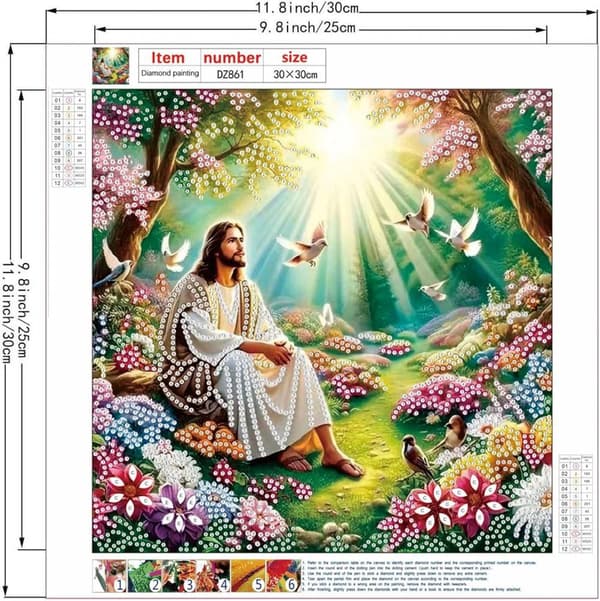 bomclap jesus diamantmaleri 30x30 cm julemotiv speciel form 5d DIY diamantperler vægkunst boligindretning
