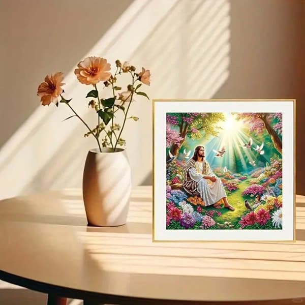 bomclap jesus diamantmaleri 30x30 cm julemotiv speciel form 5d DIY diamantperler vægkunst boligindretning