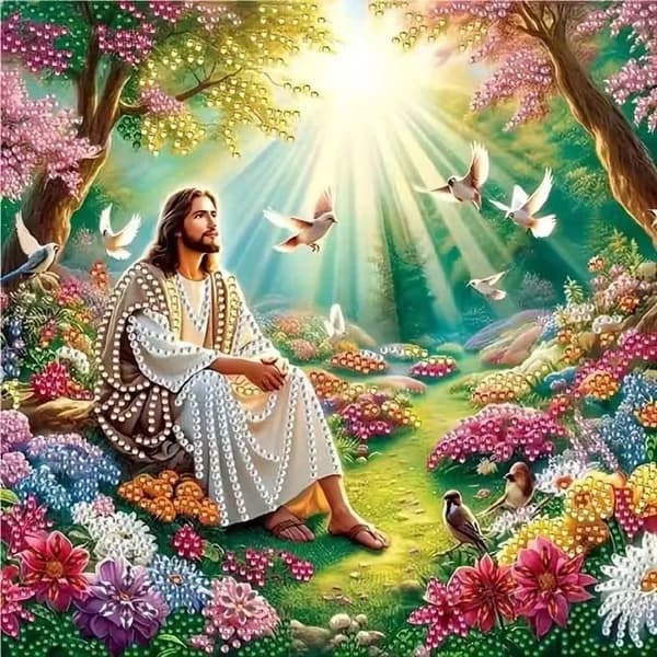 bomclap jesus diamantmaleri 30x30 cm julemotiv speciel form 5d DIY diamantperler vægkunst boligindretning