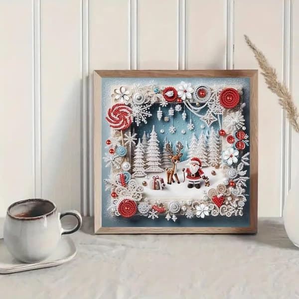 Bomclap joulu peura timanttitaide 30x30 cm 5D erikoismuotoinen kehyssuunnittelu DIY kristallihelmet seinäkoriste