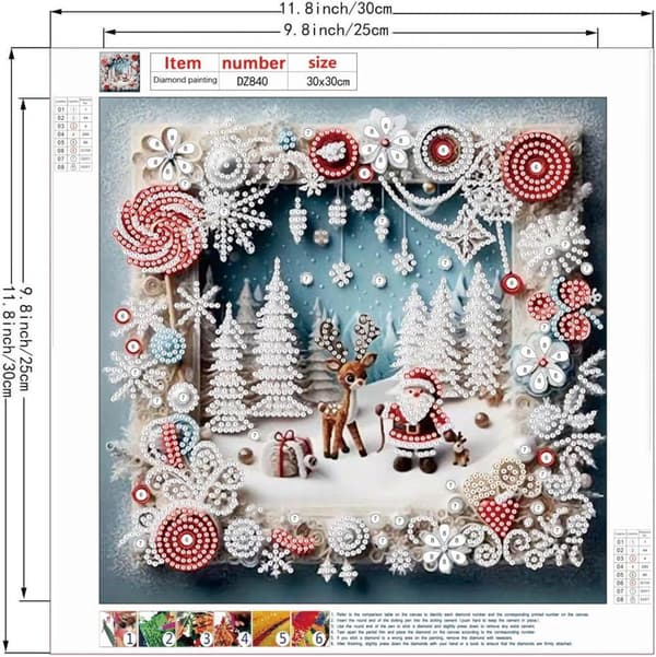 Bomclap joulu peura timanttitaide 30x30 cm 5D erikoismuotoinen kehyssuunnittelu DIY kristallihelmet seinäkoriste