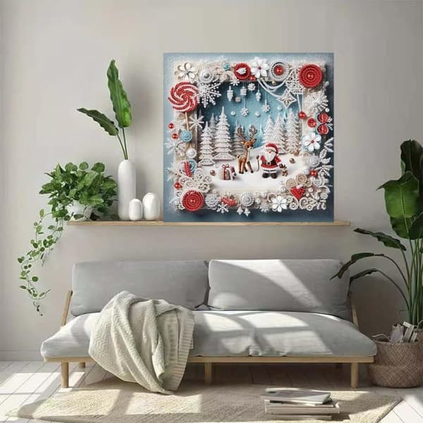 Bomclap joulu peura timanttitaide 30x30 cm 5D erikoismuotoinen kehyssuunnittelu DIY kristallihelmet seinäkoriste