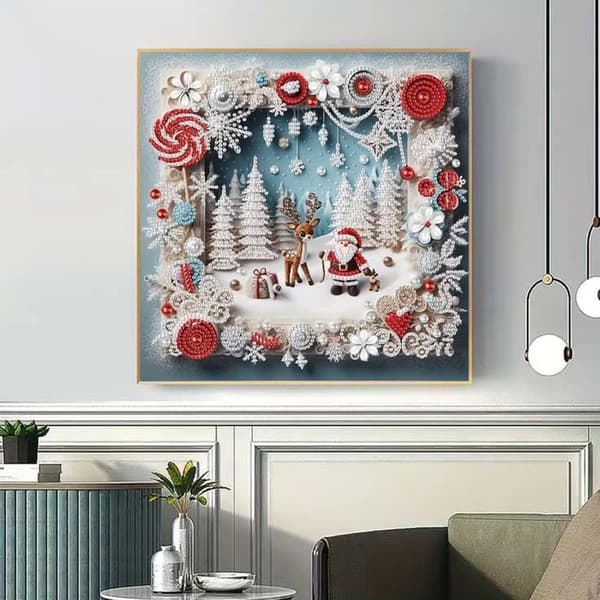 Bomclap joulu peura timanttitaide 30x30 cm 5D erikoismuotoinen kehyssuunnittelu DIY kristallihelmet seinäkoriste