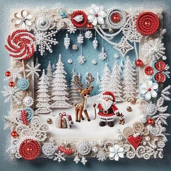 Bomclap joulu peura timanttitaide 30x30 cm 5D erikoismuotoinen kehyssuunnittelu DIY kristallihelmet seinäkoriste