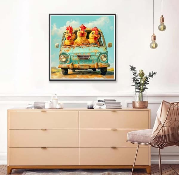 Bomclap Kanat Timanttitaide 30x30 cm 5D Pyöreät porat Aloittelijaystävällinen DIY Timanttihelmet Seinäkoriste Kana Aihe
