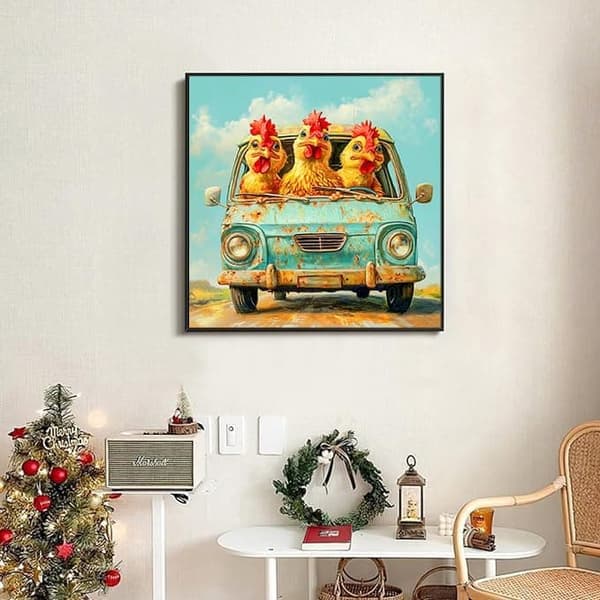 Bomclap Kanat Timanttitaide 30x30 cm 5D Pyöreät porat Aloittelijaystävällinen DIY Timanttihelmet Seinäkoriste Kana Aihe