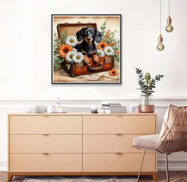 Bomclap gravhund diamant kunst 30x30cm 5d fuld runde øvelser hundedesign DIY diamantperler vægdekoration boligindretning