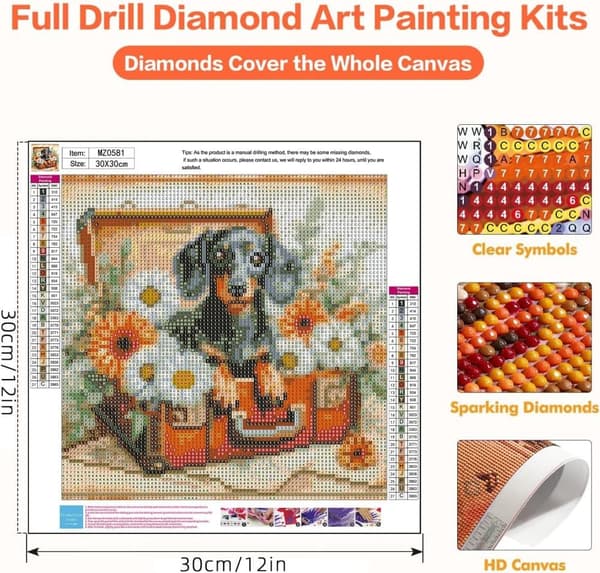 Bomclap gravhund diamant kunst 30x30cm 5d fuld runde øvelser hundedesign DIY diamantperler vægdekoration boligindretning