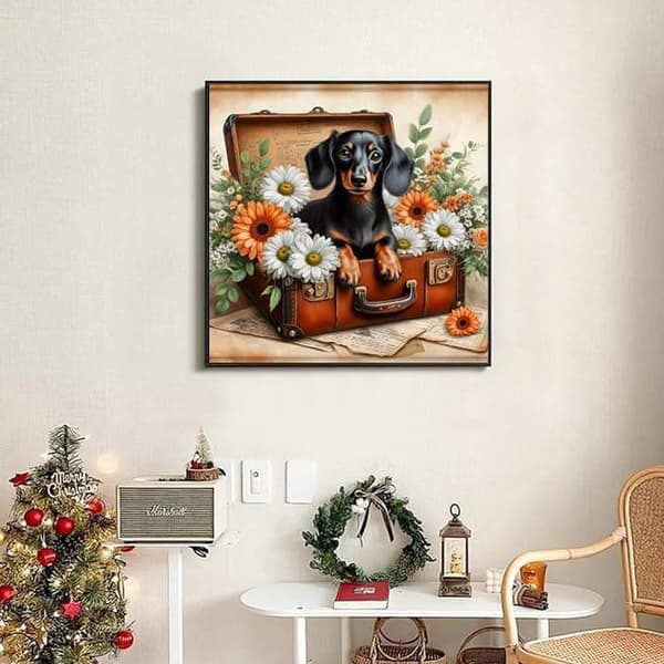 Bomclap gravhund diamant kunst 30x30cm 5d fuld runde øvelser hundedesign DIY diamantperler vægdekoration boligindretning