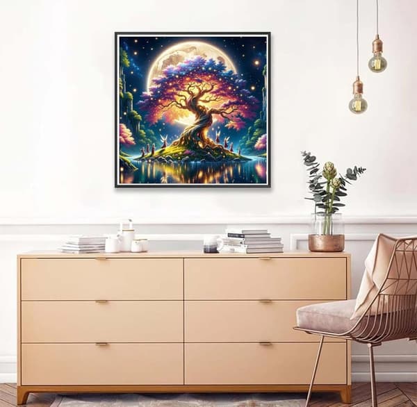 Bomclap Elämänpuu Timanttitaide 30x30 cm 5D Täyspyöreät Porat Symbolisuunnittelu DIY Timanttihelmet Seinäkoriste