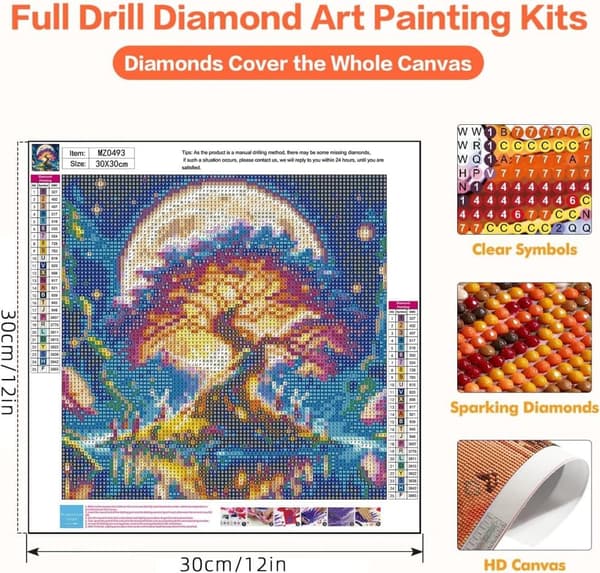 Bomclap Elämänpuu Timanttitaide 30x30 cm 5D Täyspyöreät Porat Symbolisuunnittelu DIY Timanttihelmet Seinäkoriste
