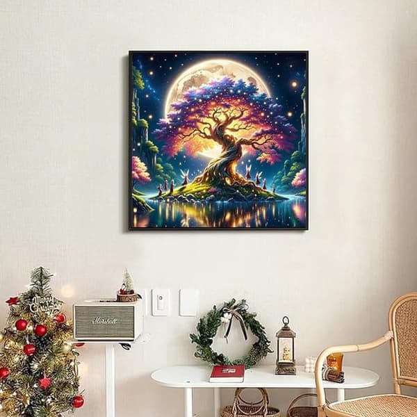 Bomclap Elämänpuu Timanttitaide 30x30 cm 5D Täyspyöreät Porat Symbolisuunnittelu DIY Timanttihelmet Seinäkoriste