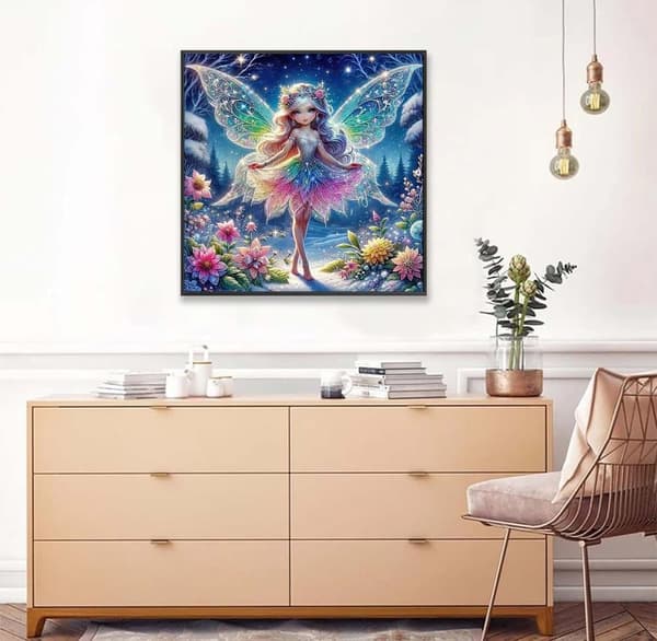 Bomclap keiju timanttimaalaus 30x30cm 5D täysi pora tyttö motiivi DIY timanttihelmet seinätaide aloittelijaystävällinen