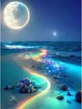 Pikkukuva 1 / 7: Bomclap Moonlight Beach Diamond Painting 5D Sea Moon DIY pyöreä täysi pora - timanttihelmet käsityöt 30x40 cm