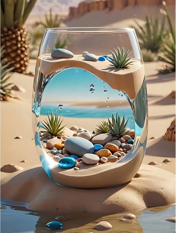 Bomclap Desert Oasis Timanttimaalaus 5D Vesi DIY Pyöreä Täysi Pora - Timanttihelmet Käsityöt 30x40 cm