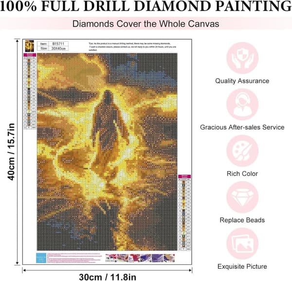 Bomclap Jesus Kristus Diamant Kunst 5D DIY Rund Fuld Drill - Religiøs Diamant Perle Maleri 30x40 cm