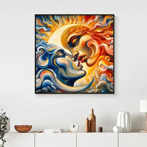 Bomclap Sun & Moon Diamond Art 5D DIY pyöreä täyspora - Timanttihelmet käsityöt 35x35 cm
