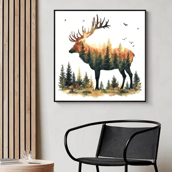 Bomclap skovhjort diamantmaleri 5D DIY rund fuld boremaskine - diamantperler vægdekoration 35x35 cm