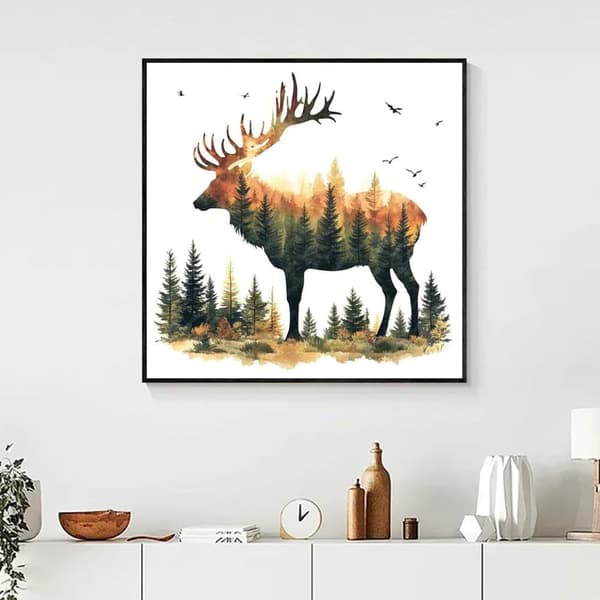 Bomclap skovhjort diamantmaleri 5D DIY rund fuld boremaskine - diamantperler vægdekoration 35x35 cm