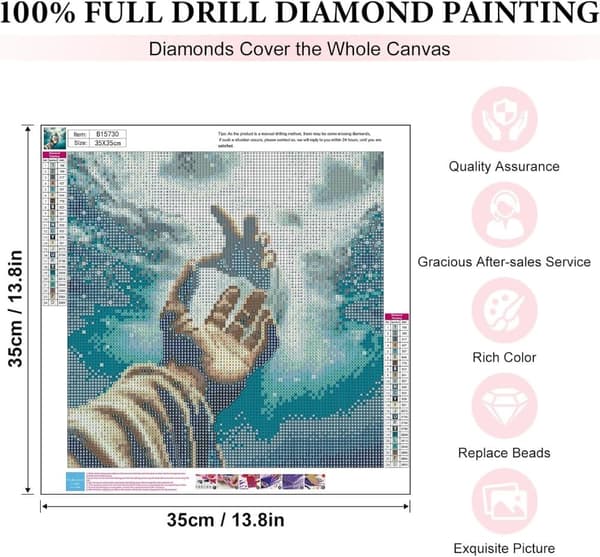 Bomclap Jesus Diamond Art 5D inspiroiva uskomaalaus - DIY pyöreä täysi pora 35x35 cm