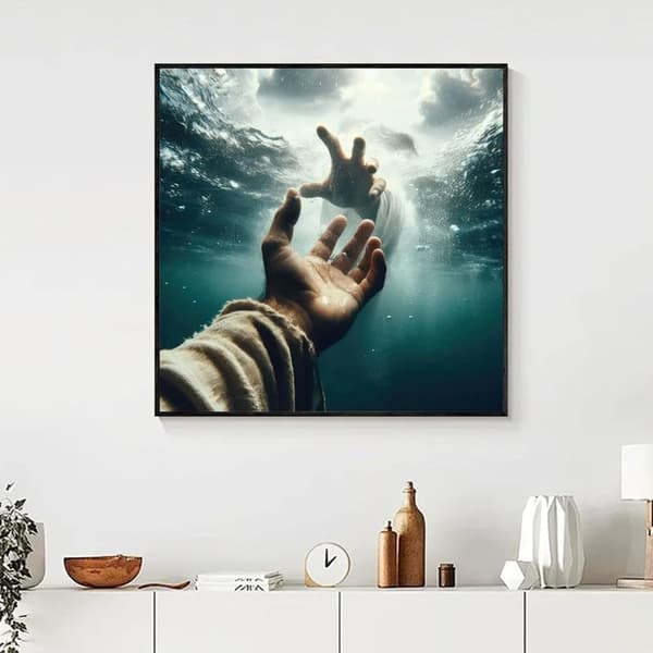 Bomclap Jesus Diamond Art 5D inspiroiva uskomaalaus - DIY pyöreä täysi pora 35x35 cm