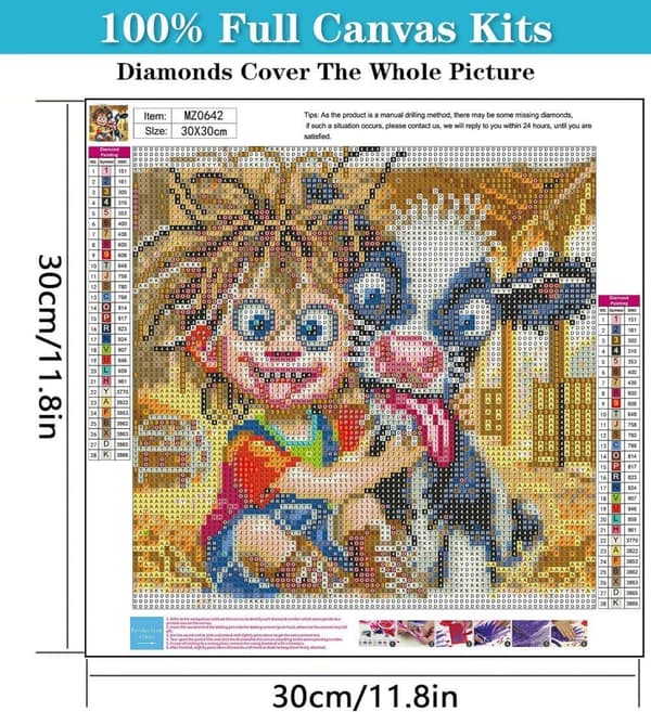 Bomclap ko med dreng diamantmaleri 5D DIY rund fuld boremaskine - diamantperler kunsthåndværk 30x30 cm gave