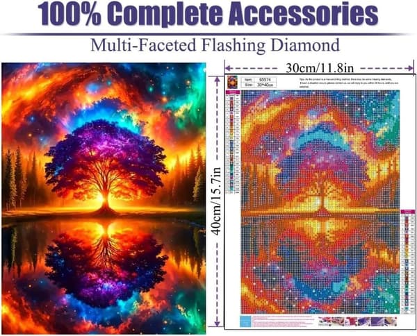 Bomclap Livets Træ Diamant Art 5D Omvendt Billede DIY Fuld Drill - Diamant Perler 30x40 cm