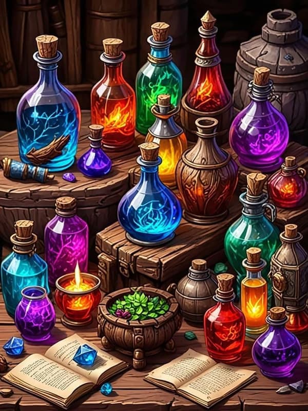Bomclap Magic Potion timanttimaalaus - 5D Vintage Full Drill pyöreä timanttitaide aloittelijoille, lahja 30x40 cm
