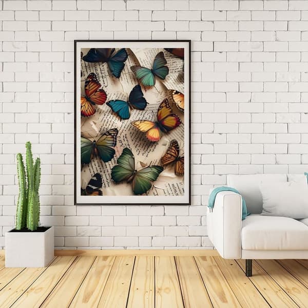 Bomclap Vintage Butterfly Diamond Art - 5D Full Drill DIY timanttimaalaus aloittelija, seinäkoriste 30x40 cm