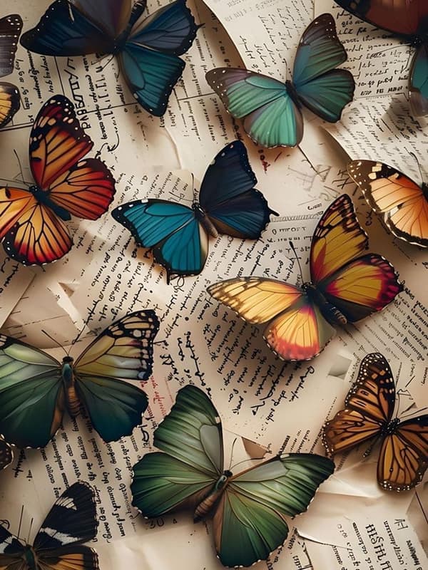 Bomclap Vintage Butterfly Diamond Art - 5D Full Drill DIY timanttimaalaus aloittelija, seinäkoriste 30x40 cm