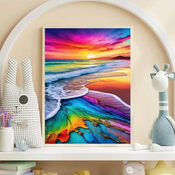 Bomclap Väri Beach Diamond Art - 5D täysi pora DIY timanttimaalauspaperi paperiliitin käsityö seinäkoriste 30x40 cm