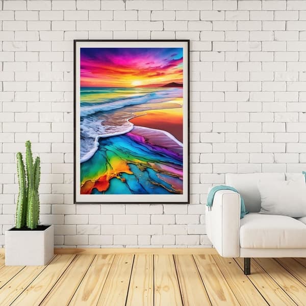 Bomclap Väri Beach Diamond Art - 5D täysi pora DIY timanttimaalauspaperi paperiliitin käsityö seinäkoriste 30x40 cm