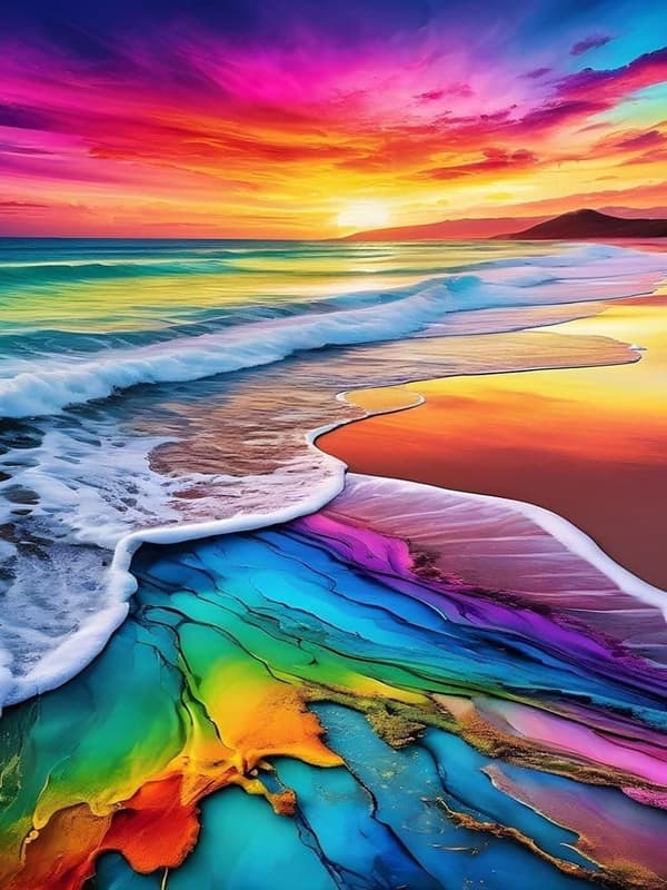 Bomclap Väri Beach Diamond Art - 5D täysi pora DIY timanttimaalauspaperi paperiliitin käsityö seinäkoriste 30x40 cm