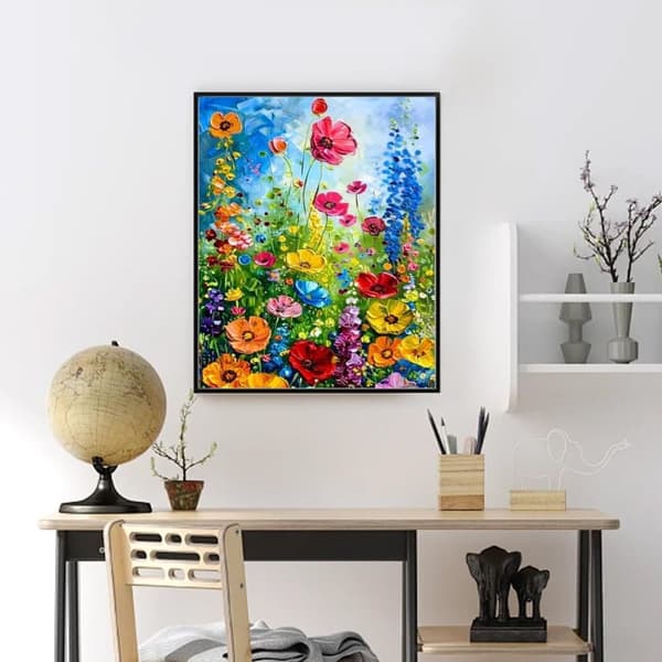 Bomclap Wildflowers Diamantmaleri - 5D Rund Fuld Drill Diamant Kunst Begynder, DIY Gem Håndværk 30x40 cm