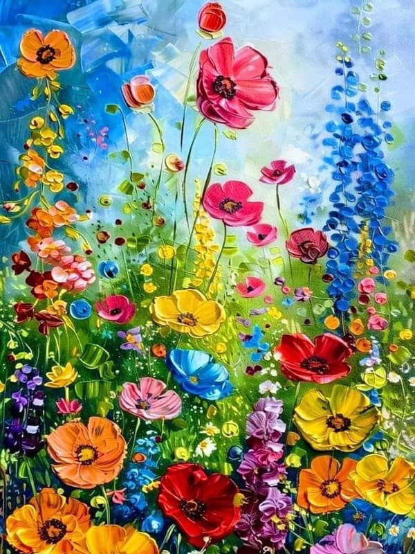 Bomclap Wildflowers Diamantmaleri - 5D Rund Fuld Drill Diamant Kunst Begynder, DIY Gem Håndværk 30x40 cm