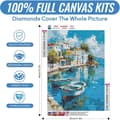 Miniatyrbillede 3 af 7: Bomclap Coastal Town Diamond Art - 5D Rund Fuld Drill Diamantmaleri Begynder, DIY Krystal Perler Dekoration 30x40 cm