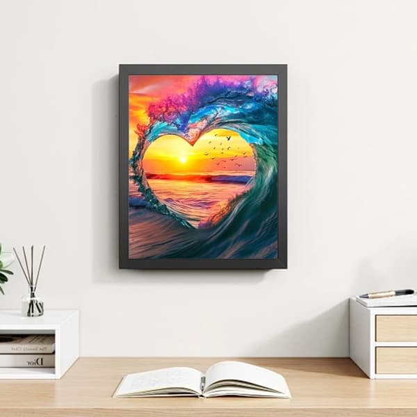 Bomclap Sea Waves Diamond Art - 5D Beach Full Drill Rund DIY Diamantmaleri Gave 30x40 cm