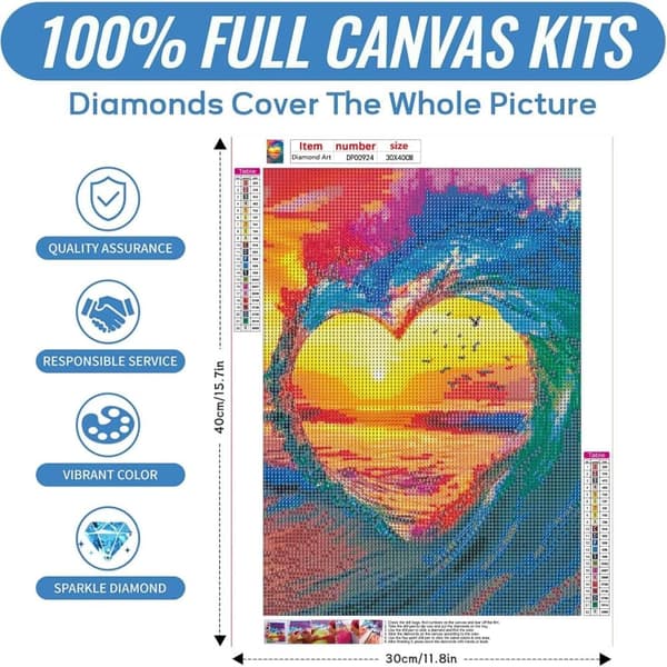 Bomclap Sea Waves Diamond Art - 5D Beach Full Drill Rund DIY Diamantmaleri Gave 30x40 cm