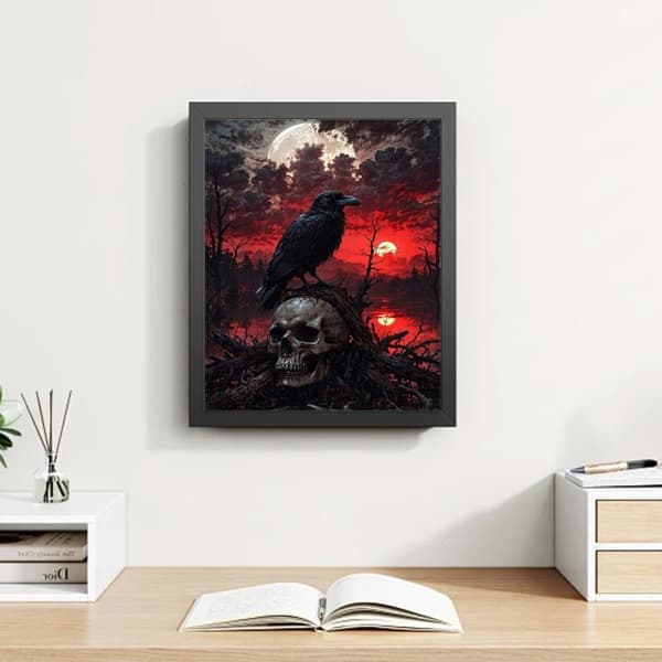 Bomclap Kråka & Skalle Diamantmålning - 5D Halloween Full Drill DIY Diamantkonst Hantverk 30x40 cm