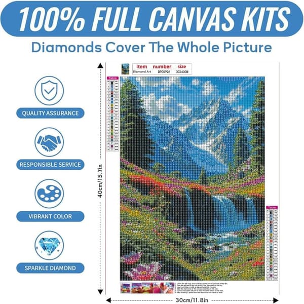 Bomclap bjerglandskab diamantkunst - 5D fuld boremaskine rund DIY diamantmaleri til venner 30x40 cm