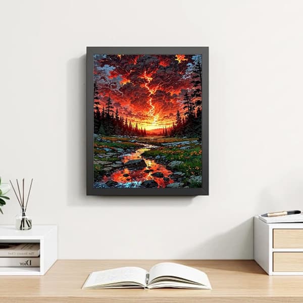 Bomclap Metsämaisema Timanttimaalaus - 5D Full Drill Pyöreä DIY Diamond Art Lahja 30x40 cm