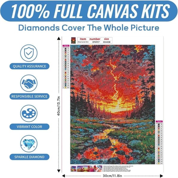 Bomclap Metsämaisema Timanttimaalaus - 5D Full Drill Pyöreä DIY Diamond Art Lahja 30x40 cm