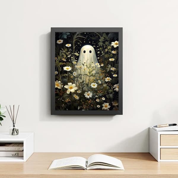 Bomclap Ghost & Flowers Diamond Art - 5D Halloween Full Drill DIY timanttimaalaus lahja 30x40 cm