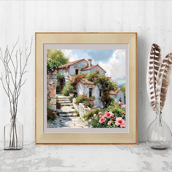 Bomclap Landscape City Diamond Art - 5D täysi pora pyöreä tee-se-itse-timanttimaalaus aloittelija, koristelu 35x35 cm
