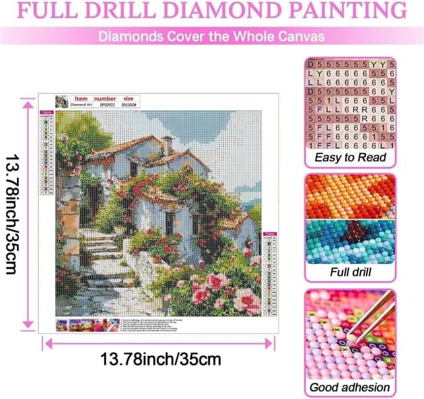 Bomclap Landscape City Diamond Art - 5D täysi pora pyöreä tee-se-itse-timanttimaalaus aloittelija, koristelu 35x35 cm
