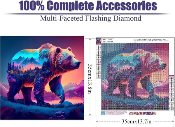 Bomclap Skovbjørn Diamant Art 5D DIY Rund Fuld Boremaskine - Diamantperler & Krystaller Vægdekoration 35x35 cm