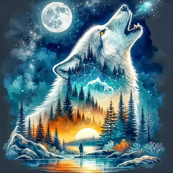 bomclap wolf forest diamant kunst for voksne begyndere - 5d fuld boremaskine DIY diamant maleri papir papir håndværk vægdekoration 35x35 cm